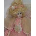 Vintage China Porcelain Fairy Doll Kneeing Pink Silky Dress Beeded Tule Flowers